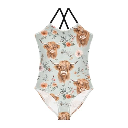 Image of Girls One Piece Swimsuits, Lion Beach Bathing Suit Sport Halter Swimwear, 3T
