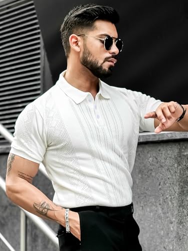 Image of Maniac || Mens || Solid Textured || Polo Neck || Half Sleeve || Cotton || Polo T-Shirt