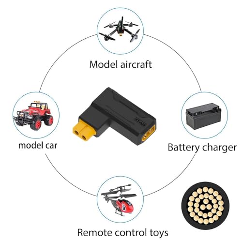 CY Adaptador XT60 macho com protocolo SC100 a XT60 fêmea de carregamento rápido, adaptador horizonta