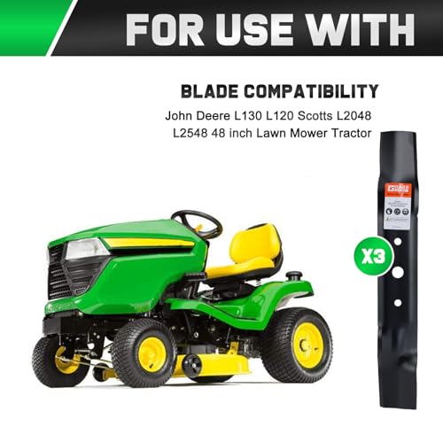 Image of Grasscool GX20250 Mower Blades Compatible with John D-eere L130 L120 Scotts L2048 L2548 48 inch Lawn Tractor Repalce GY20568