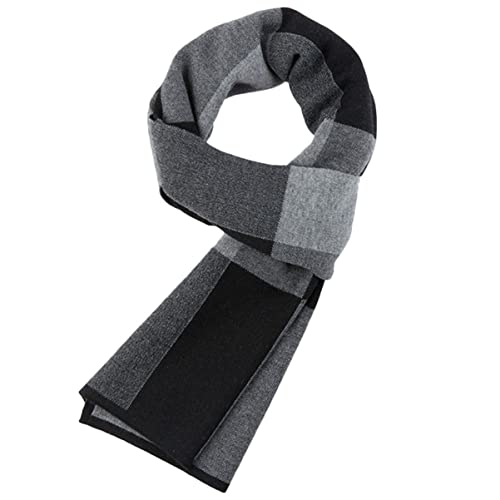 SOIMISS Cachecóis para cachecol masculino xale caxemira xadrez longo pescoço de inverno preto cinza