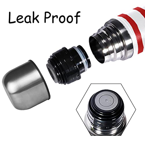 Red & White Stripes Vacuum Insulated Stainless Steel Thermos Bottles 16Oz, Reusable Leak Proof Bpa-Free Water Bottle With Cup Lid, Keep Hot Or Cold #TOP3