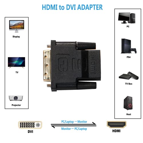 Uvooi Hdmi To Dvi Adapter 2-Pack, Bi-Directional Dvi-D Male To Hdmi Female Converter Compatible With Computer Monitor, Hdtv,Ps3,Ps4,Dvd,Nintendo Switch And Other #TOP1