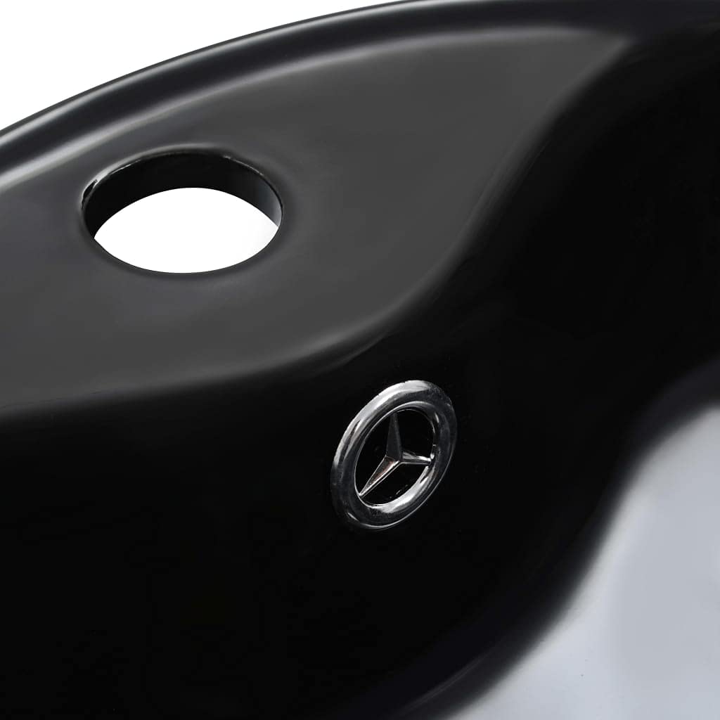 vidaXL Lavandino con Troppopieno Rotondo Moderno Elegante Lavello Lavabo Arredo Bagno Sanitari 36x13 cm in Ceramica Nero