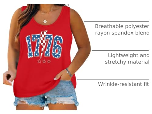 Image of Ithalt Plus Size 4th of July Tops for Women American Flag Tank Tops USA Patriotic Shirts Red White and Blue Sleeveless