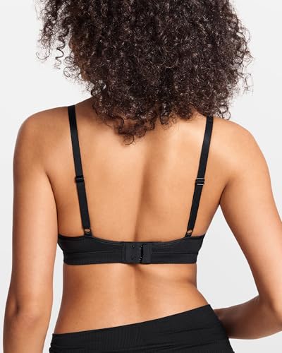 Image of Natrelax Modal Ribbed V Neck Bralette | Semi Sheer Fabric, Wireless Unlined, Double Layers, Adjustable Straps, No Underwire, Comfort Soft, Bras for Women