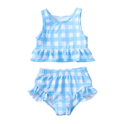 Image of Baby Swimsuit Girl Two Piece Bathing Suit Toddler Girls Summer Beach Ruffle Tankini Swimwear 1-7Y