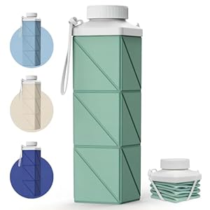 POMKAKA Collapsible Water Bottles 24.3oz(720ml), 2nd Generation Leakproof BPA-Free Travel Water Bottle,Lightweight Reusable Water bottle for Cycling Gym Camping Sports,Sage Green