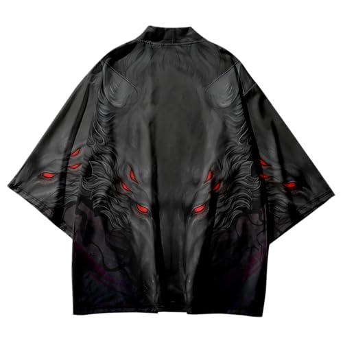 Image of Women's and Men Japanese Kimono Cardigan Jackets Long Sleeves Lightweight Open Front Coat