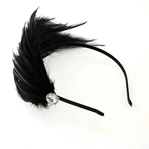 FACILLA Black Feather Metal Headband Hair Band Aliceband Fascinator Lady Fashion