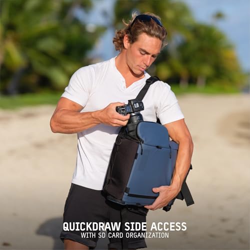 Image of WANDRD PRVKE Lite: Weather-Resistant Travel & Camera Backpack with Laptop Sleeve, Quick Side Access, Clamshell Opening - Ideal Photography & Travel Bag (Aegean Blue)