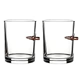 Best Selling Products For Daily Needed Shopping Houseables .308 Bullet Glasses, Glass Whiskey Cups, 9.5 OZ, 2 Pk, Rocks Cup, Drinking Lowball w/Round Embedded, Old Fashioned, Scotch, Bourbon, Copper Projectile, Cocktails, Gift Set, Gift for Men