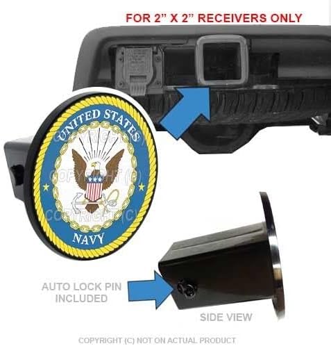 Custom Class 3 Tow Hitch Receiver 2" Insert Plug Truck & SUV - USN Navy Logo Style-9856-6794