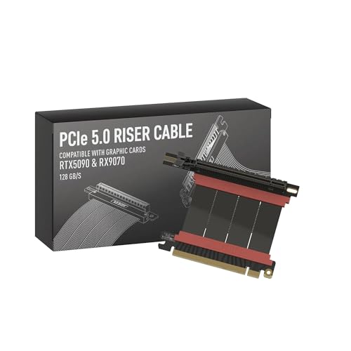 Image of LINKUP PCIE 5.0 Riser Cable | for Vertical GPU Mount | Right Angle | Graphics Card GPU Ready | Usable with PCIe 4.0 & RX 9070 / RTX5090 | 5cm (Total Length: 9cm)