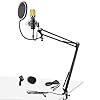 VONYX CMS400B Studio Condenser Microphone Kit with Adjustable Desk Boom Arm Stand, Pop Filter & XLR Cable for Podcasts, Music Recording & YouTube (Black/Gold) #1