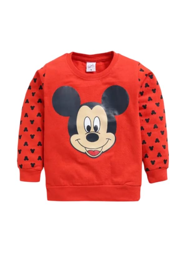 Image of Kids Cotton Casual Cute Mickey Mouse Printed Clothing Set- Full Sleeve T-Shirt And Trousers For Infants /Childs /Baby Boys (in Multicolor, Pack of 1)
