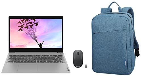 Image of Lenovo IdeaPad Slim 3 10th Gen Intel Core i3 15.6 inch(39.62cm) FHD Thin & Light Laptop (8GB /256GB SSD /UHD Graphics /Windows 11 /Platinum Grey /1.7Kg) & Laptop Backpack 39.62 cm Blue & 130 Wireless Mouse,
