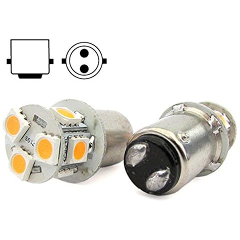 2 Bombillas LED CARALL LS1587C BA15D B15D 3000K 12V 24V 2W Pies rectos 8 Smd 5050 Bayoneta G18 Cover