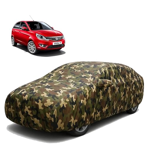 Image of Sulfar 100% Waterproof Car Body Cover Compatible with Mirror for Tata Bolt with Long Lasting Durable Material (Triple Stitched, Full Bottom Elastic, Camouflage Army)