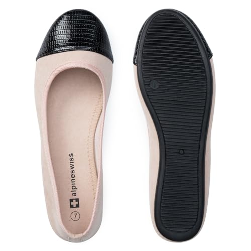 Alpine Swiss Kelly Women’s Ballet Flats | Comfortable Dress or Casual Shoes | Two Tone Cap Toe Slip On Flats | Anti-Slip Sole3