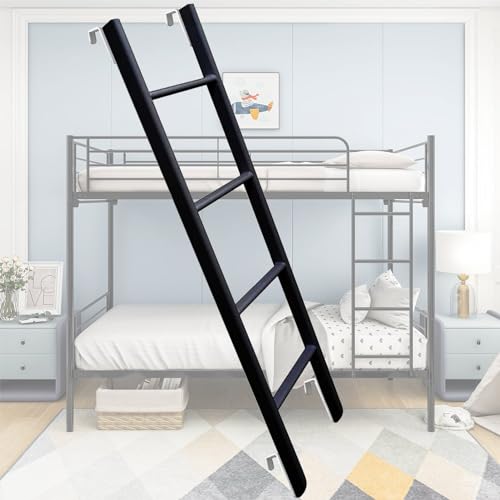 Escalera para litera negra de metal: optimiza el espacio de tu loft o dormitorio con ganchos 2