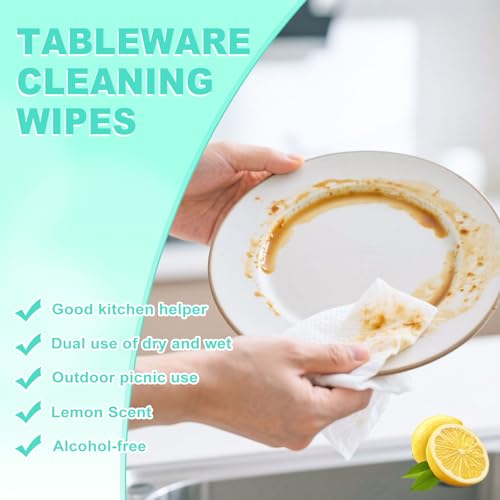 Image of twoworld 30 Disposable Dish Cleaning Wipes Individually Wrapped | Portable Dish Wipes for Washing Dishes No Water for Camping Travel Kitchen Outdoor