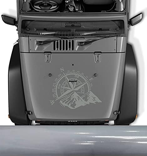 Compass with Mountains Hood Vinyl Decals for Jeep Dodge Ram Ford Tundra Tacoma Toyota or Any Others - Blue