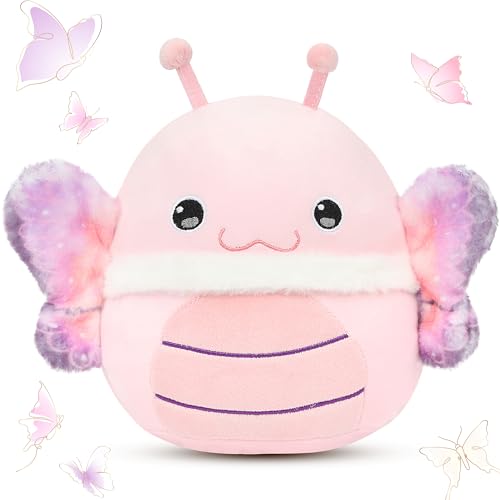 Easfan Pink Butterfly Plush Pillow Soft Plush Toy Cute Stuffed Animal Fluffy Nap Pillow for Kids,Home Decor,Birthday Festival Gifts for Girls,Kids,Toddlers