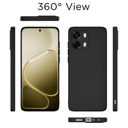 Image of Outlouders Back Cover for Oppo A6 Pro 5G | Camera Protection | Durable Soft Matte Silicone Bumper Case (Black)