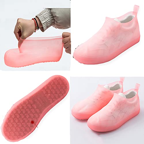 Cubierta impermeable para calzado de silicona, reutilizable, resistente a la nieve y al barro, apta para todas las estaciones (Color: Rosa, Talla: Grande) miniatura 3