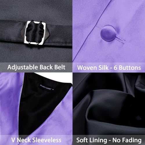 Image of Barry.Wang Men's Suit Vest Formal /Leisure Paisley Jacquard Silk Tie Pocket Square Waistcoat Set Wedding 5PCS