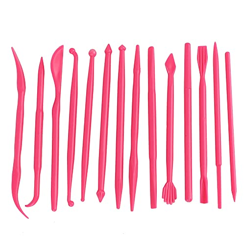 14pcs Pottery Clay Tools Set with Plastic Case Modeling Pottery Sculpting Tools Kits for Shaping(Rose red)