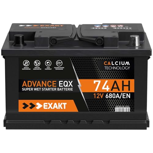 EXAKT Autobatterie 12V 74Ah Starterbatterie PKW KFZ Auto Batterie (74Ah)