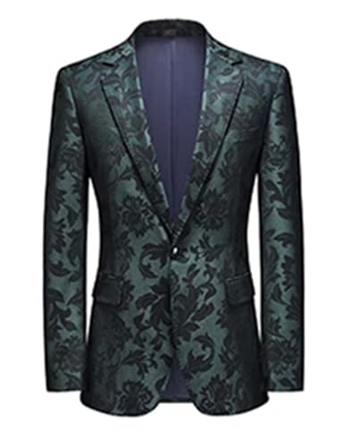 Men's Jacquard Suit Blazer Notch Lapel Single Breasted Button Formal Tuxedos Jacket Office