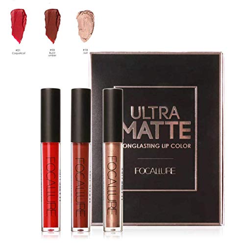 3 Pack Lipstick Set Lustrous Waterproof Lasting Matte Lipgloss Beauty Cosmetics Makeup Kit