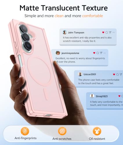 Image of FNTCASE for Samsung Galaxy Z Fold 7 Case: Galaxy Z Fold 8 Ultra Case [Hinge Protection + Screen Protector] [Fit for Magsafe] Military Grade Drop Protective, Translucent Matte Phone Cover - Light Pink