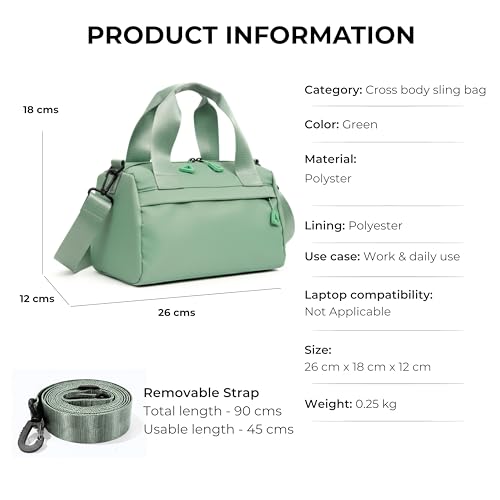 Image of POPCUBE Women's Compact Sling Bag & Hand Purse Combo | Detachable Strap Shoulder Bag with 2 Compartments | (28cmx12cmx18cm) Stylish Handbag with Strong Handles for Travel, Shopping & Daily Use