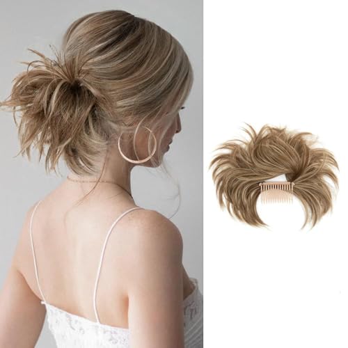 FFWTPY Moño Postizo Messy Extensiones Extensión Cabello Sintético Peinado Recogido Elegante Accesorio Pelo Natural Voluminoso para Mujeres el Uso Diario