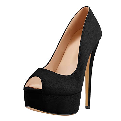 Richealnana Women's Peep Toe Platform Classic Pumps
