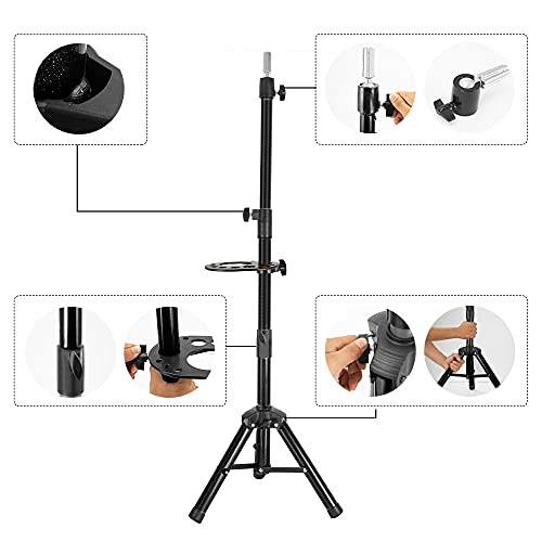 Wig Stand Tripod 55 Inch Metal Wig Mannequin Head Tripod Stand For Hairdressing Training Head Adjustable Wig Tripod Stand With Tool Tray (Mannequin Head Not Included) #TOP6