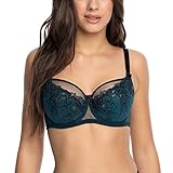 Gaia Dame Halbversteifter BH Bügel Klassisch Geblümt Stickerei 1145 Kalista, Türkis Dunkel,75H