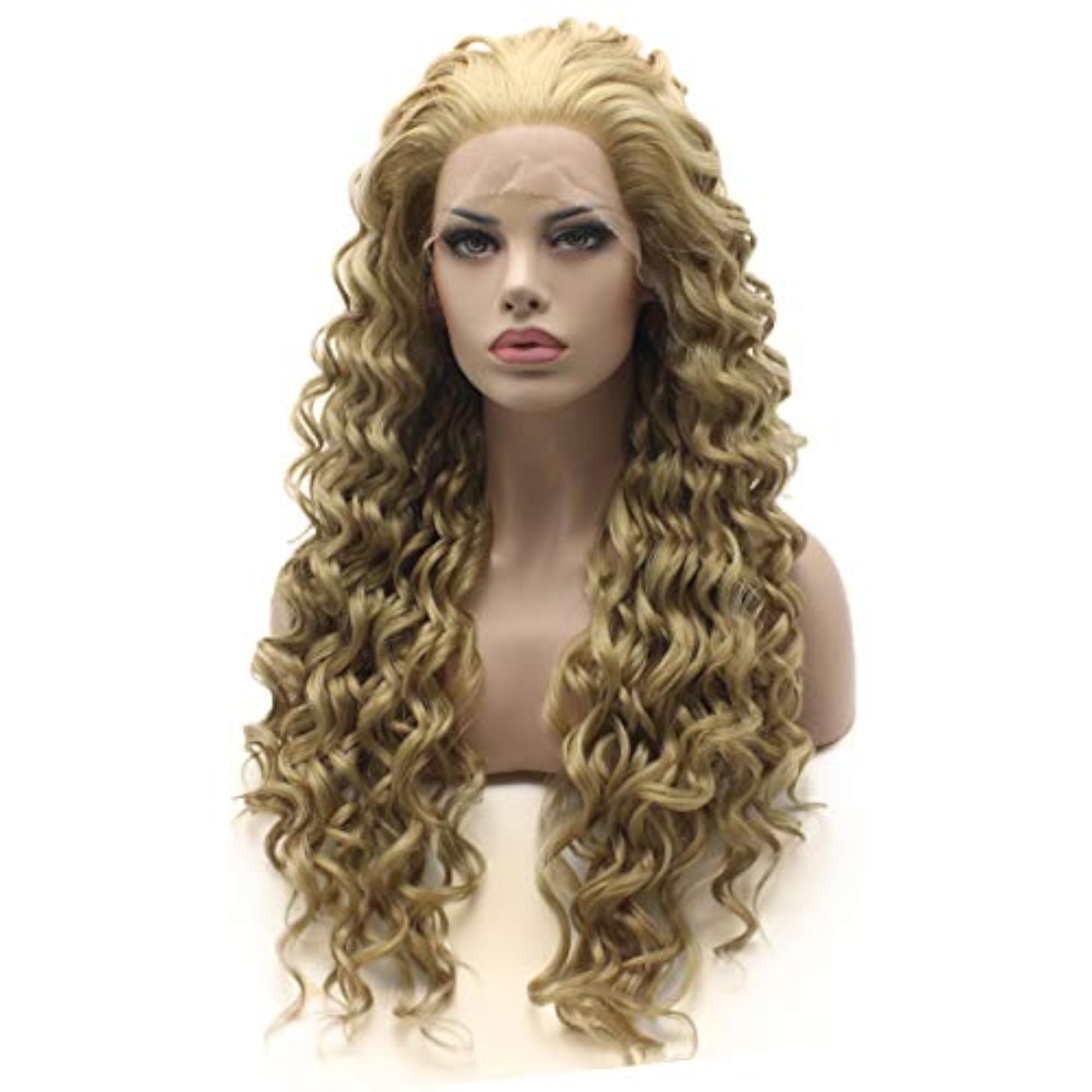 Hair Long Kinky Curly Ash Blond Wig