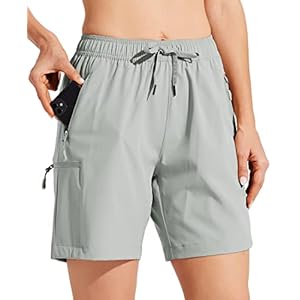 Willit Women’s Shorts Hiking Cargo Shorts Quick Dry Golf Active Athletic Shorts 7″ Lightweight Summer Shorts with Pockets Light Gray L