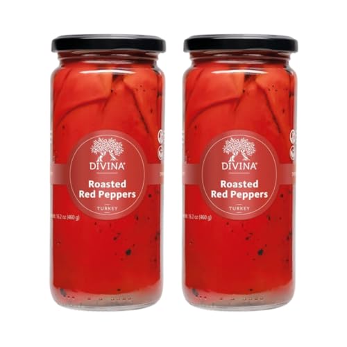 DIVINA Roasted Red Peppers, 16.2 Ounce, 2 Pack