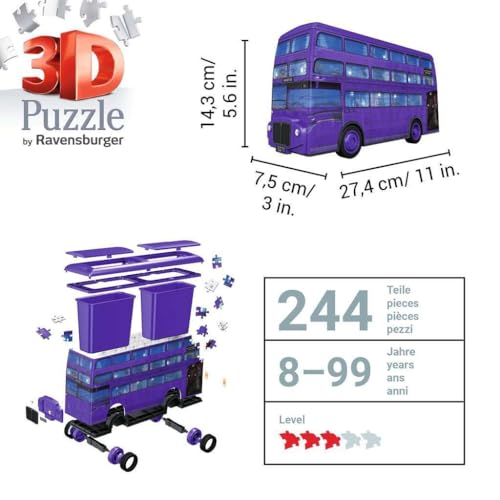 Ravensburger - Puzzle 3D Véhicules - Magicobus/Harry Potter - A partir de 8 Ans - 108 pièces numérotées à Assembler sans Colle - Accessoires de Finition Inclus - 11158