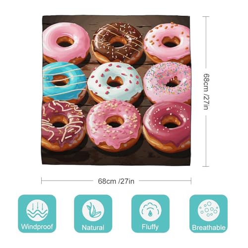 Donuts Head Scarf for Women, 27 Inches Square Scarf, Stylish Exquisite Kerchief for Gift (Individually Packaged)2