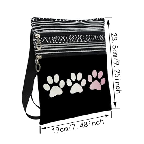Cartoon Paw Messenger Bag Small Ethnic Pattern Printed Adjustable Strap Crossbody Zipper Bag Cartoon Paw Phone Bag Wallet Cute Shoulder Handbag for Women2