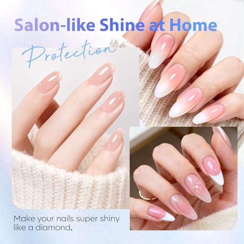 Image of AZUREBEAUTY 18ml Gel Base and Top Coat Set - No Wipe High Gloss Soak Off UV /LED Nail Polish, Long-Lasting Clear Gel for Smooth Shiny Manicure