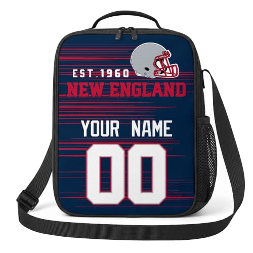 Image of New England Lunch Bag Custom Name and Number Personalized Gifts | Custom Personalized Lunch Box for Men Women