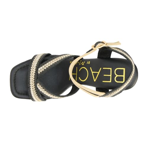 BEACH by Matisse Womens Adelaide Platform Block Ankle Strap Casual Sandals Casual High Heel 3" & Up - Black4